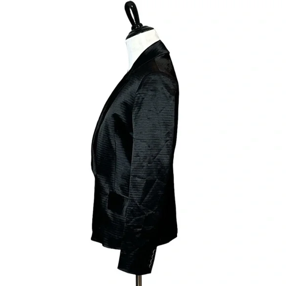 THEYSKENS THEORY JUX SATEEN CROPPED LONG SLEEVE BLACK BLAZER - Picture 7 of 15